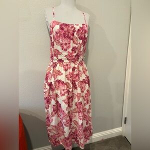 Old Navy linen dress in pink spring floral size L